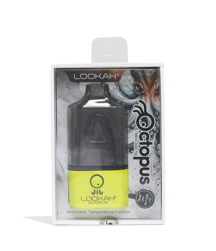 Yellow Lookah Octopus Dab Rig Vaporizer Packakging Front View on White Background
