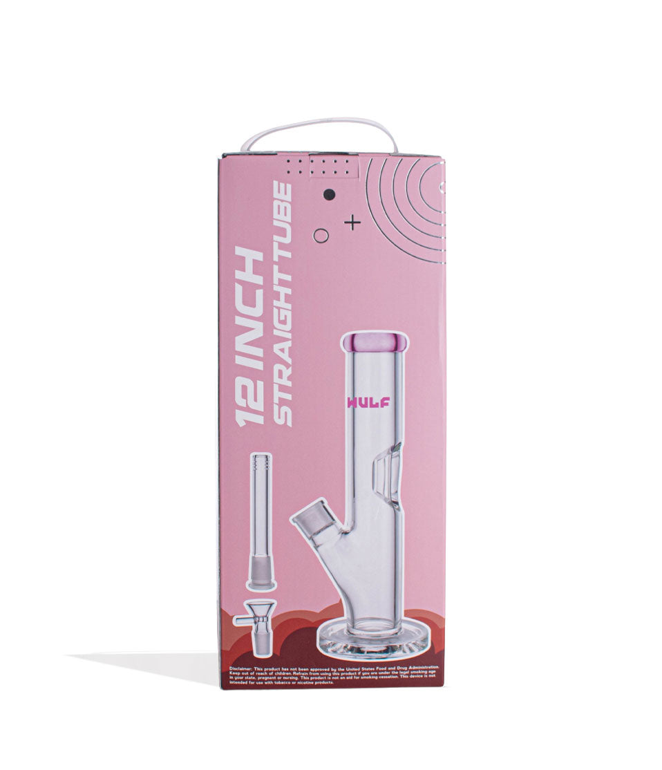 Pink Wulf Mods 7mm 12inch Straight Water Pipe Packaging Back View on White Background