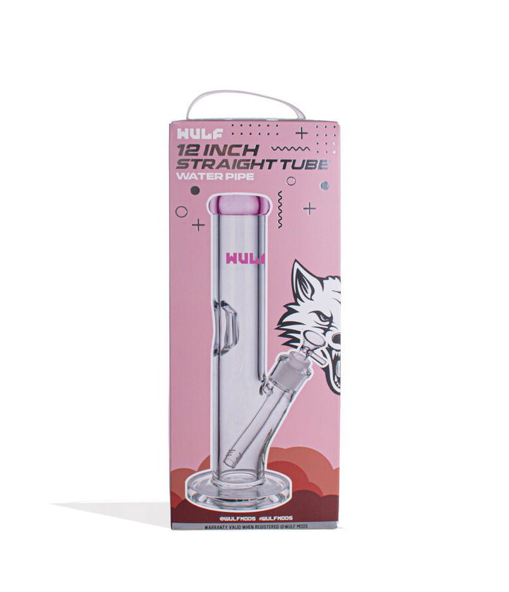 Pink Wulf Mods 7mm 12inch Straight Water Pipe Packaging Front View on White Background