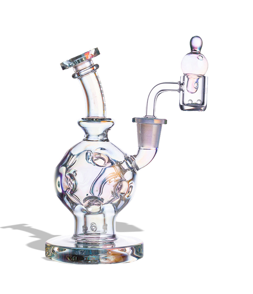 Full Color Wulf Mods Atom 14mm Dab Rig with Quartz Banger Front View on White Background