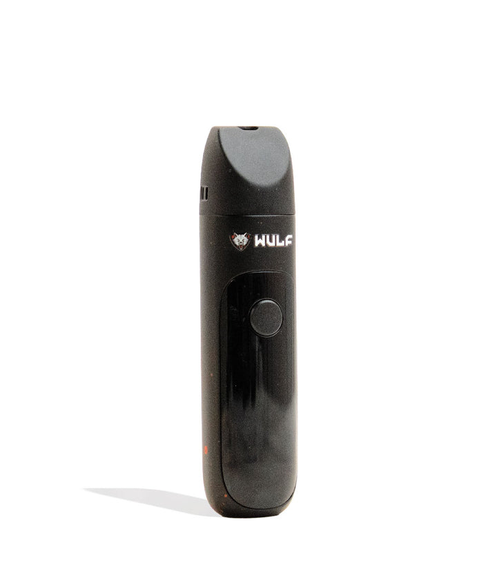 Black-Red Spatter Wulf Mods Budr Portable Concentrate Vaporizer Angle View on White Background