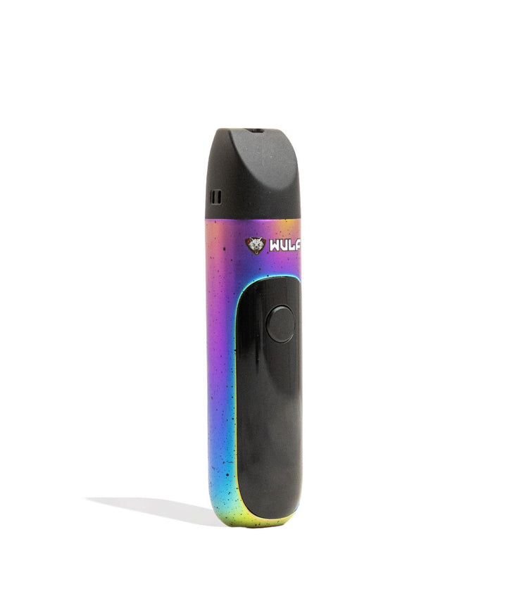 Full Color Spatter Wulf Mods Budr Portable Concentrate Vaporizer Angle View on White Background