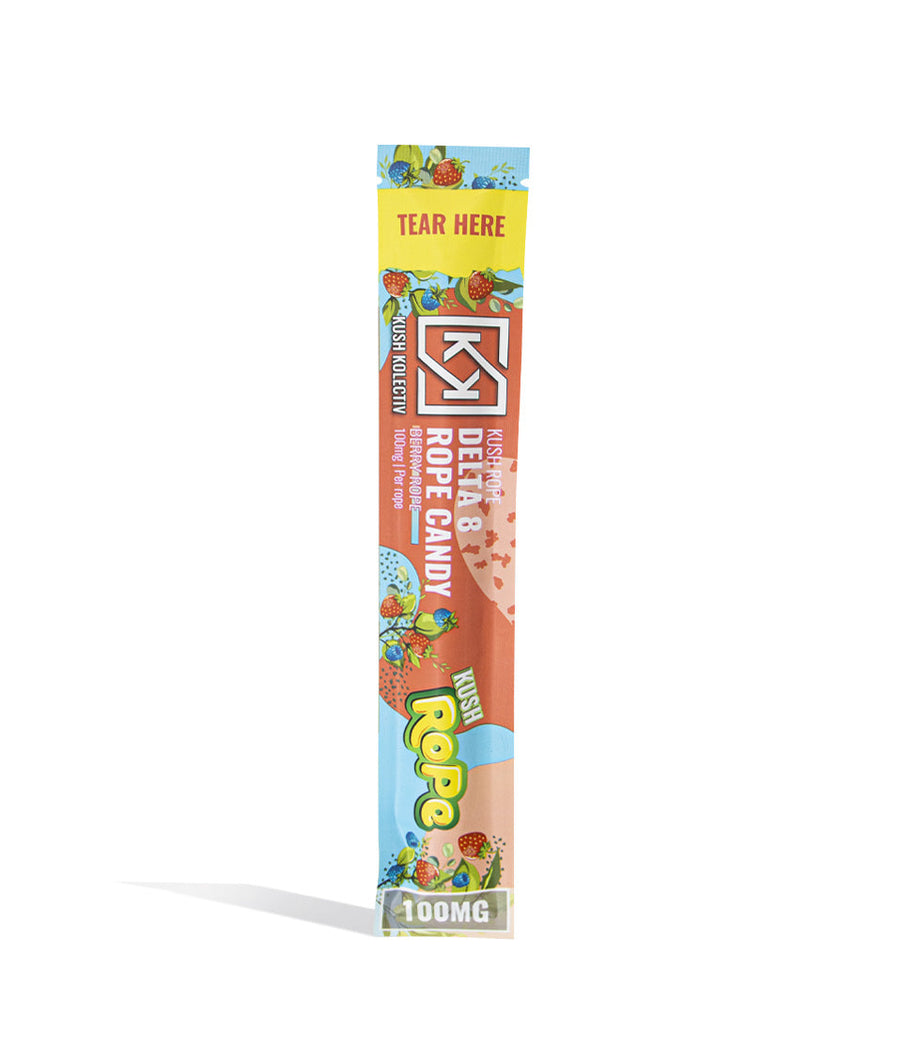 Berry Rope Kush Kolectiv 100mg D8 Gummies on white studio background